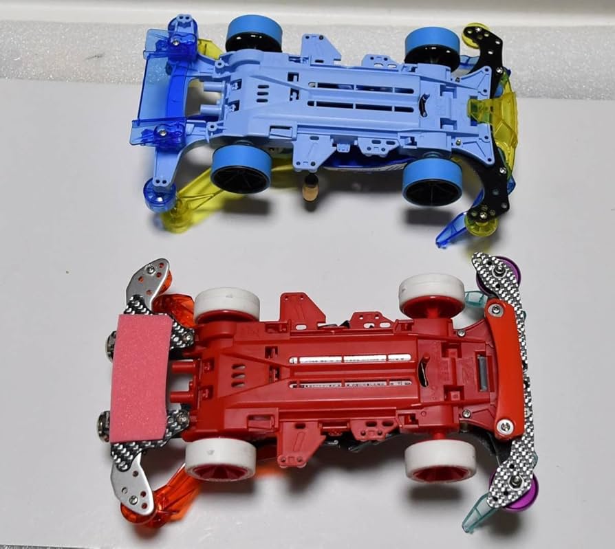 ミニ四駆 FM-Aシャーシ オレンジ レッド なんでかVZのパステルブルーも ミニ四駆 FM-Aシャーシ オレンジ レッド なんでかVZのパステル